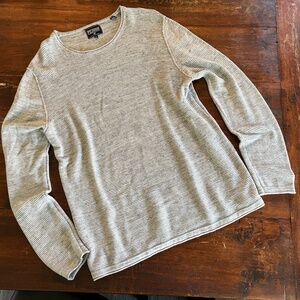 Men's PX Clothing Gray Heather Textured Knit Long Sleeve Crewneck Tee Shirt L